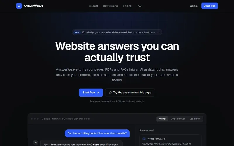 Interface of AnswerWeave AI (answerweave-ai.vercel.app), engineered by Qasim Omer