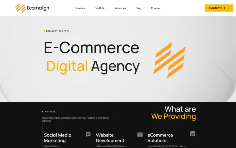 Interface of Ecomalign (ecomalign.com), engineered by Qasim Omer