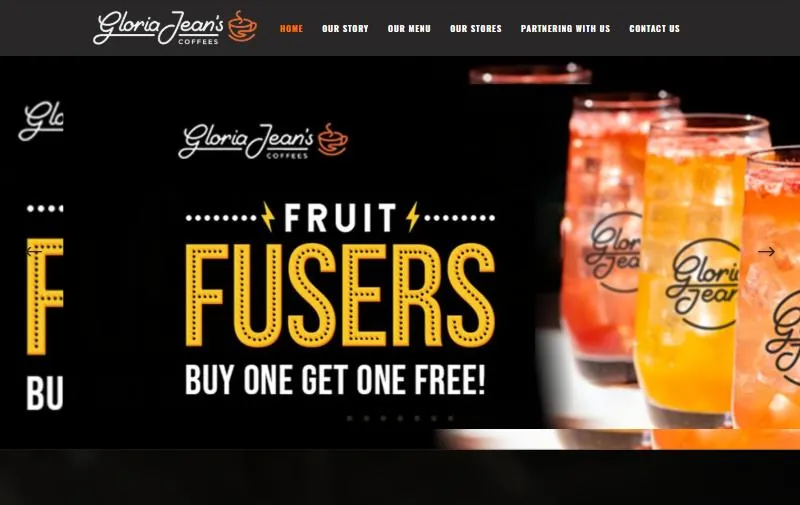 Interface of Gloria Jean’s Coffees Pakistan (gloriajeanscoffees.com.pk), engineered by Qasim Omer
