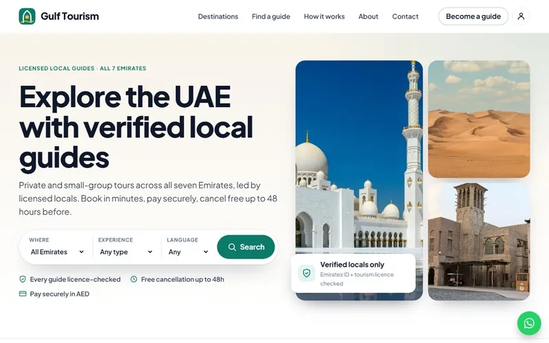 Interface of Gulf Tourism (gulftourism.ae), engineered by Qasim Omer