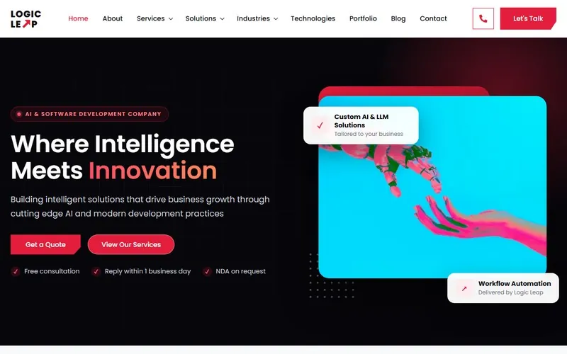 Interface of Logic Leap (logicleap.ae), engineered by Qasim Omer
