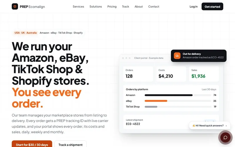 Interface of PREP by Ecomalign (prep.ecomalign.com), engineered by Qasim Omer